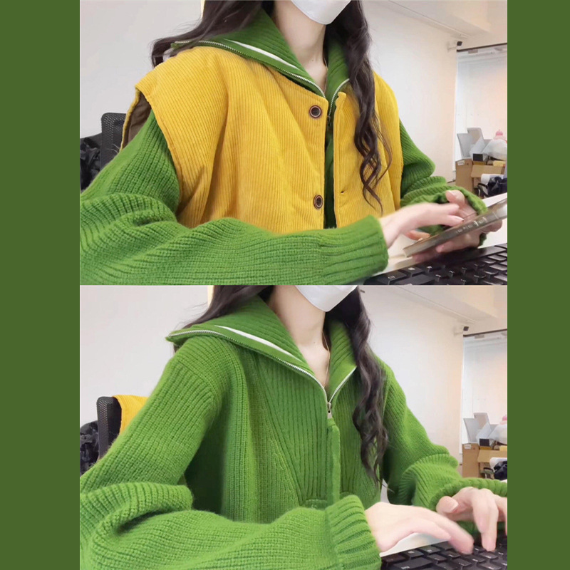 Green colored demi-season sweater