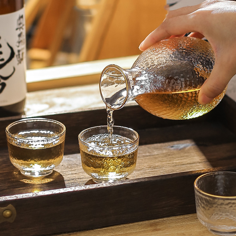Japanese with a forged pattern glass pocket flask