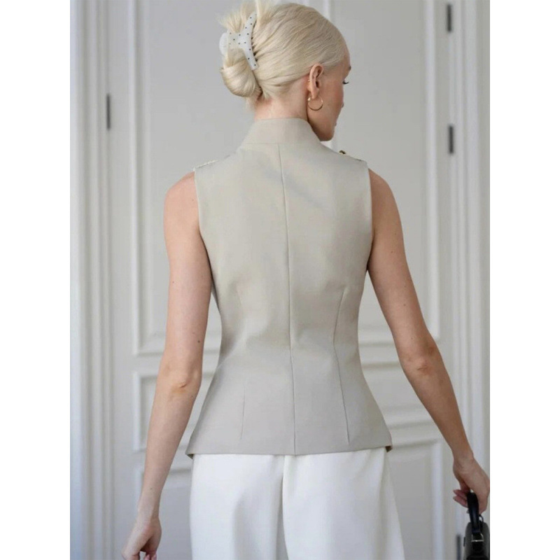 Moda casual delgada cuello de pie hebilla chaleco chaleco 2026 nuevo estilo de primavera transfronterizo europeo y americano image 5