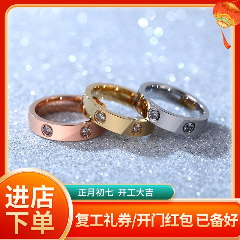 Europe and America Big Titanium Ring ins fashion Rose Gold Stainless steel lovers Ring customized