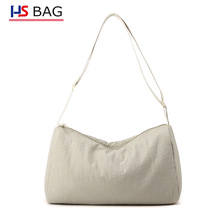 日系慵懒风布袋包女ins斜跨水洗布包学生休闲挎包单肩百搭饺子包