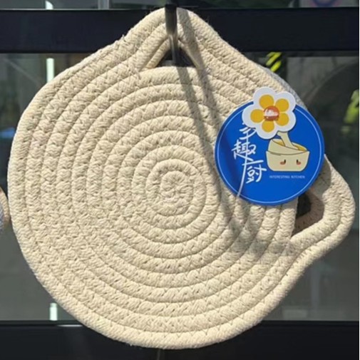 Posavasos de cuerda de algodón Oreja de gato blanca 12 cm