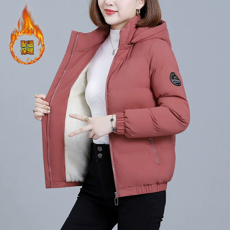 Short winter warm jacket, hooded, oversize fit, faux‑fur lined, colors S–XXXXL