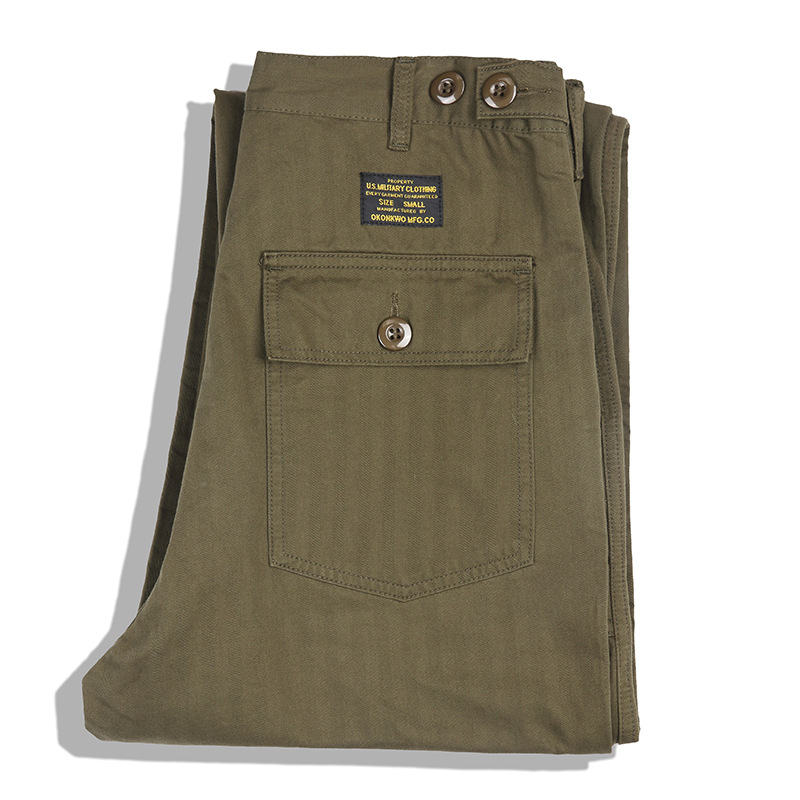 OKONKWO Americano retro militar pantalones OG-107 ropa de trabajo pantalones casuales patrón de espiga pantalones ameikaji