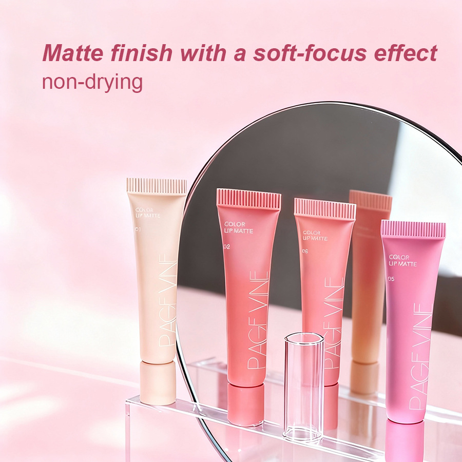 PAGE VINE Soft Foam Light Foam Lip Mud Mat Nude esmaltado labial terciopelo de color transfronterizo duradero