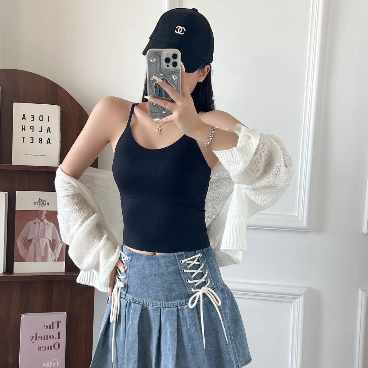 Silk summer thin comfortable base top with cups