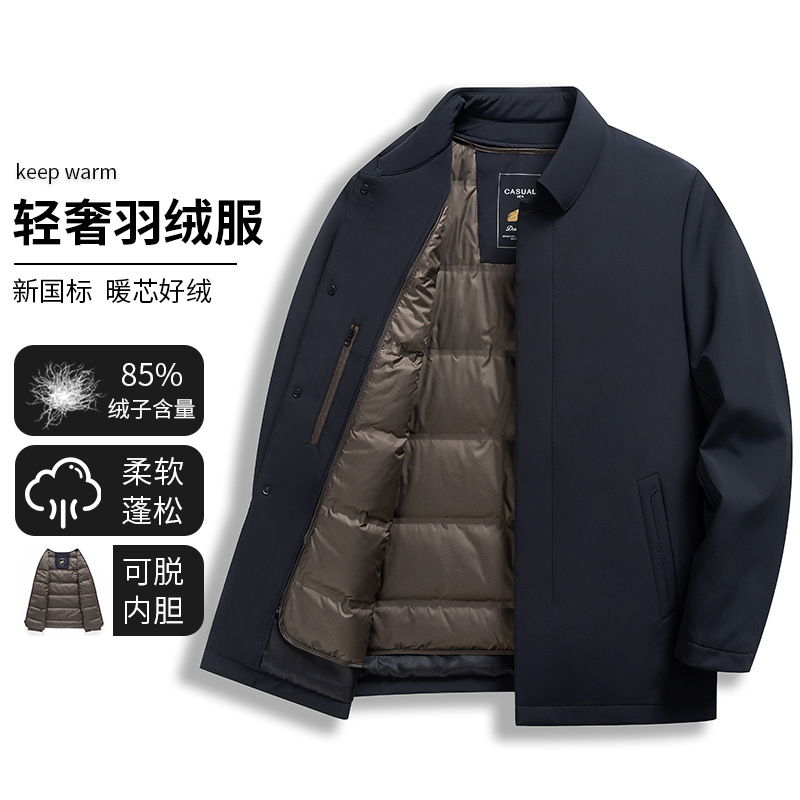 【可拆卸内胆】爆款羽绒服男士翻领公务员行政外套高端轻奢爸爸装