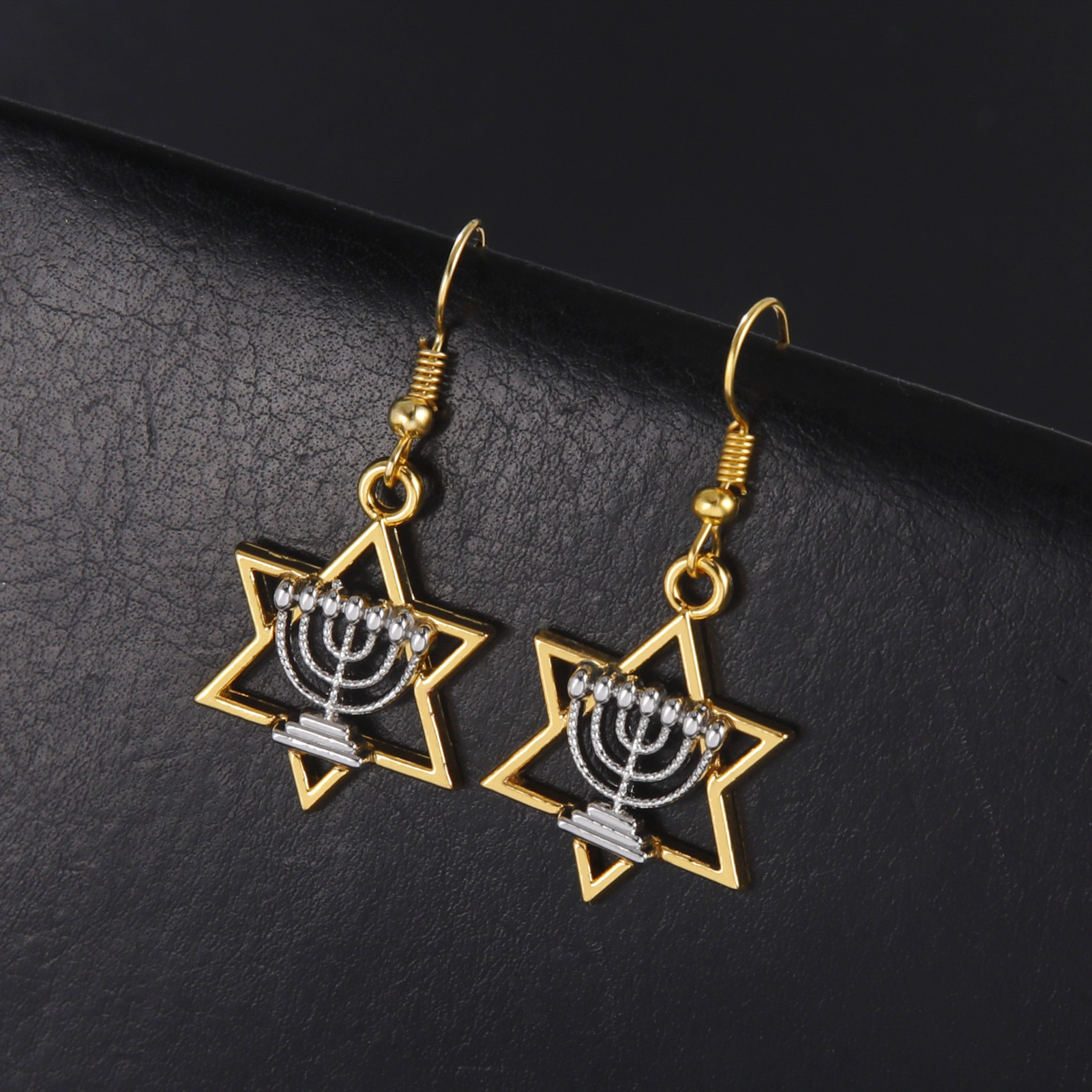 Street Occasion Alloy Material 1 Pair Simple Style Commute Hexagram Alloy Drop Earrings