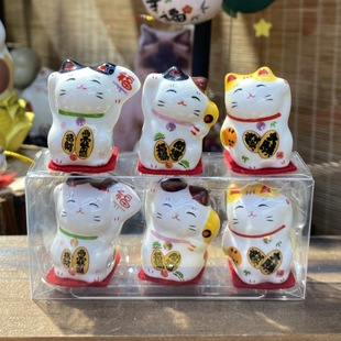 Le Meow New Three-Piece Set Mini Ceramic Fortune Pray for Cat Thousands of Customers Car Ornaments Crafts Ornaments