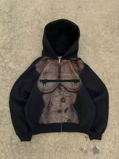 American Sweat Autumn and Winter Slim-fit Hooded Zipper Street Trend Black Slim Look Fashionable Men's and Women's Same Style