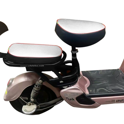 Leather Seat Cushion for Electric Bikes — Electric car cushion - silver-square-diamond-front-seat-cover-rear-seat-cover-red-edge-teeth