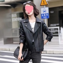 2025秋新款简约时尚百搭洋气时髦显瘦皮衣海宁女士皮夹克外套