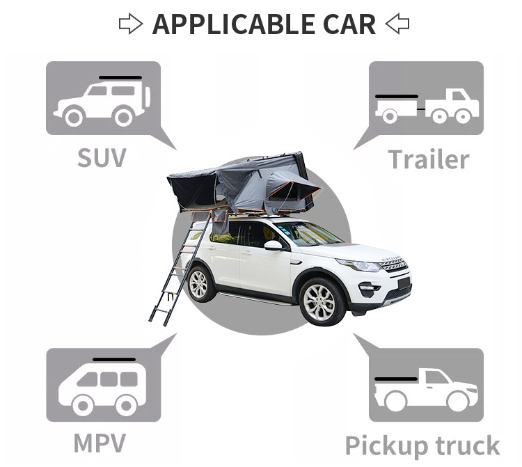 Factory Wholesale Family Self-Driving Camping Polyester Cotton Roof Tent Outdoor Waterproof and Windproof Hard Shell Car Tent