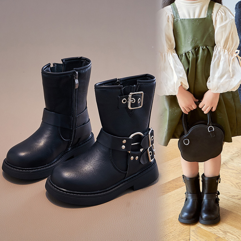 Kinderschuhe neue Herbst- und Winterschuhe im britischen Stil für große Kinder, Lederstiefel für Kinder mit weichen Sohlen_voghion.com