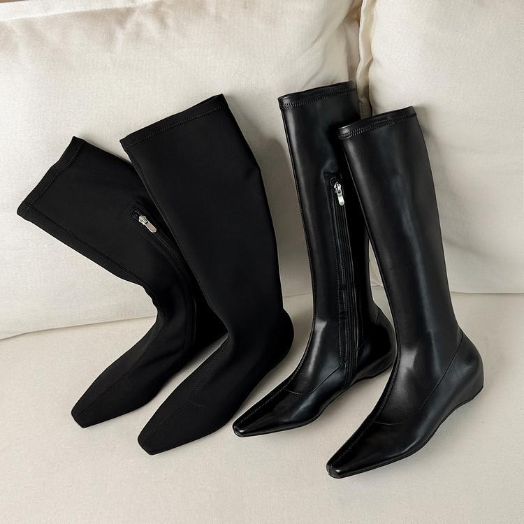 2026 Autumn Elastic Boots Low Heel High Knee Boots Petite Over-the-Knee Long Boots Knee-High Boots Women's Shoes 2 2026 Autumn Elastic Boots Low Heel High Knee Boots Petite Over-the-Knee Long Boots Knee-High Boots Women's Shoes 2