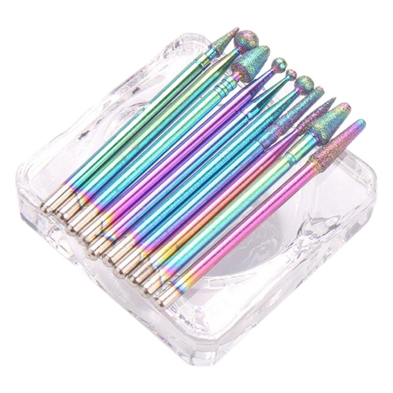Fábrica transfronteriza rusa manicura herramientas colorido diamante molienda piel muerta uñas pulido cabeza traje molienda en stock