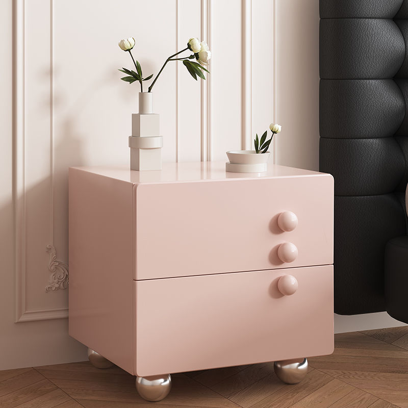 Zsr Creamy Style Bedside Table, Simple Modern Luxury Bedroom Wooden Bedside Cabinet, Minimalist High-End Storage Organizer