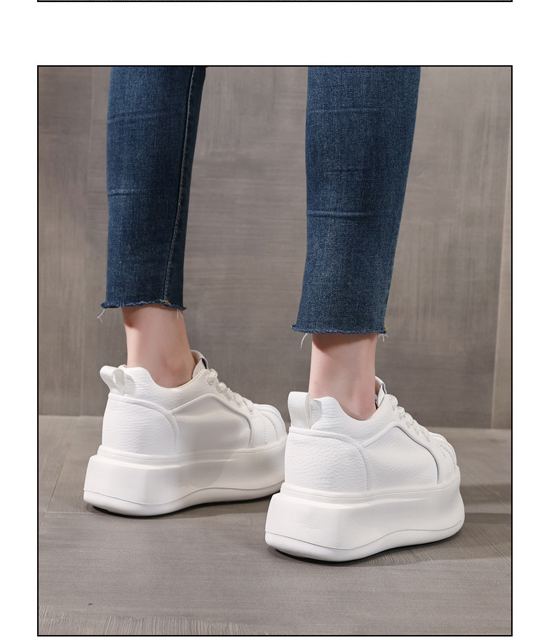 Giày sneaker nữ đế dày tăng chiều cao phong cách thể thao — màu trắng chi tiết 11