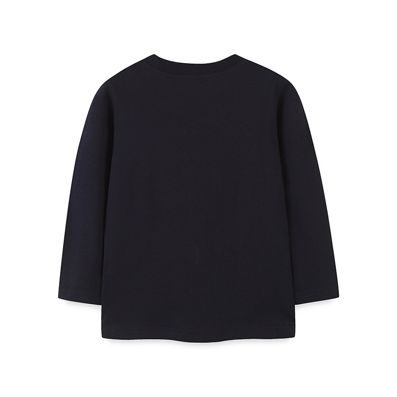 Camiseta de manga larga para niños de algodón europeo y americano otoño nueva tendenciayy astronauta planeta estampado top luminoso para niños