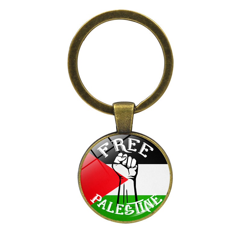 Llavero colgante de cristal de la bandera palestina Palestina anti-guerra paz colgante llavero