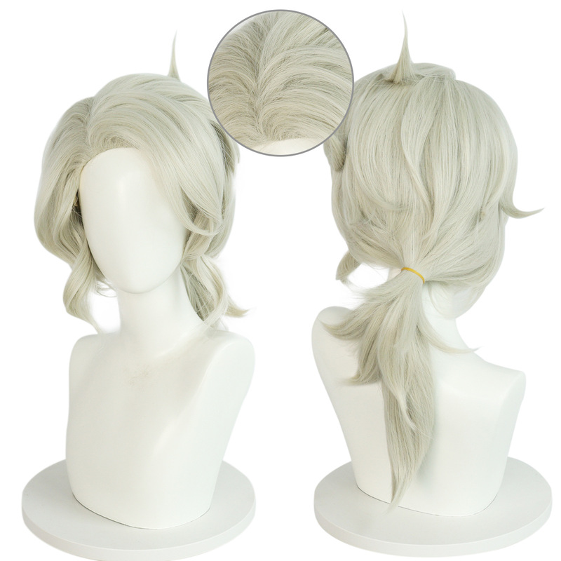 Fifth Personality Composer Cos Wig Frederick Light Cream-colored horsetail wig