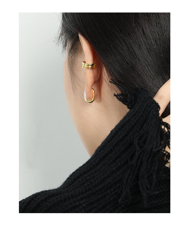 INS Style Color Block Sterling Silver Plating Hoop Earrings 1 Pair