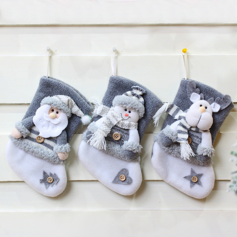 Navidad engrosada calcetines de Navidad colgantes de decoración de Navidad Papá Noel muñeco de nieve alce bolsas de regalo colgantes