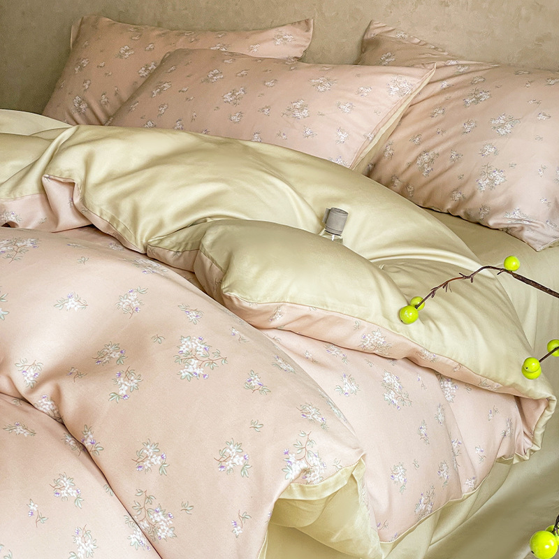 Juego de cuatro piezas de Tiansi, cama desnuda de verano, funda de edredón de seda de hielo, juego de tres piezas, ropa de cama de lujo ligera de alta calidad