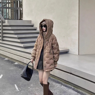Cross-border autumn and winter new white duck down European down jacket women's long pressure rubber hooded plus size fashion coat trend