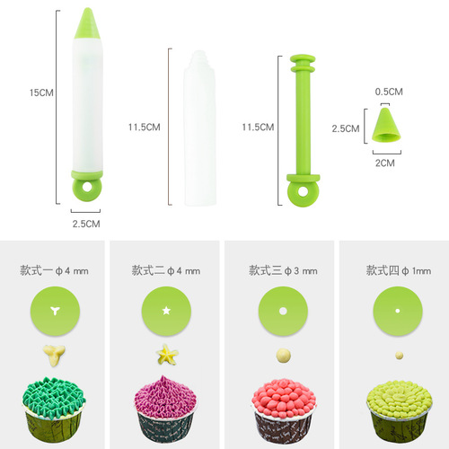 Silicone Fondant Writing Pen Set, Cake Frosting Chocolate Writing Pen, Frosting Tips, Cookie Biscuit Decorating Tools