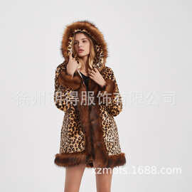 ebay亚马逊爆款修身保暖女装皮草外套 欧美毛绒连帽大衣女款