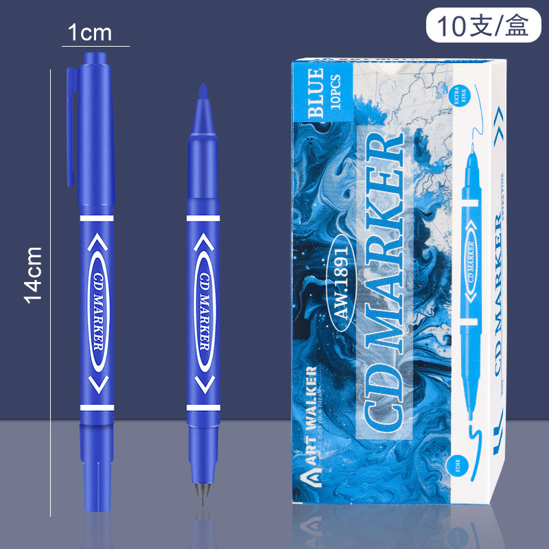 Ventas transfronterizas calientes pequeñas dos cabezas de gancho a prueba de agua rápido secado logística marcador de aceite marcador negro