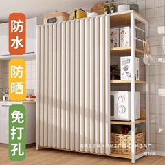 货架遮挡帘免打孔防水防油折叠帘厨房置物架柜子书柜防尘遮丑帘子