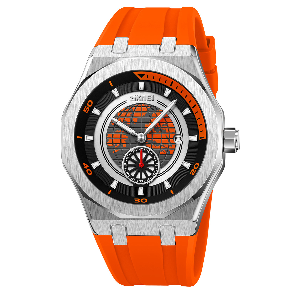 Fábrica directa para hombres reloj de pulsera de tierra naranja silicona correa de cuarzo impermeable al por mayor venta en caliente transfronteriza