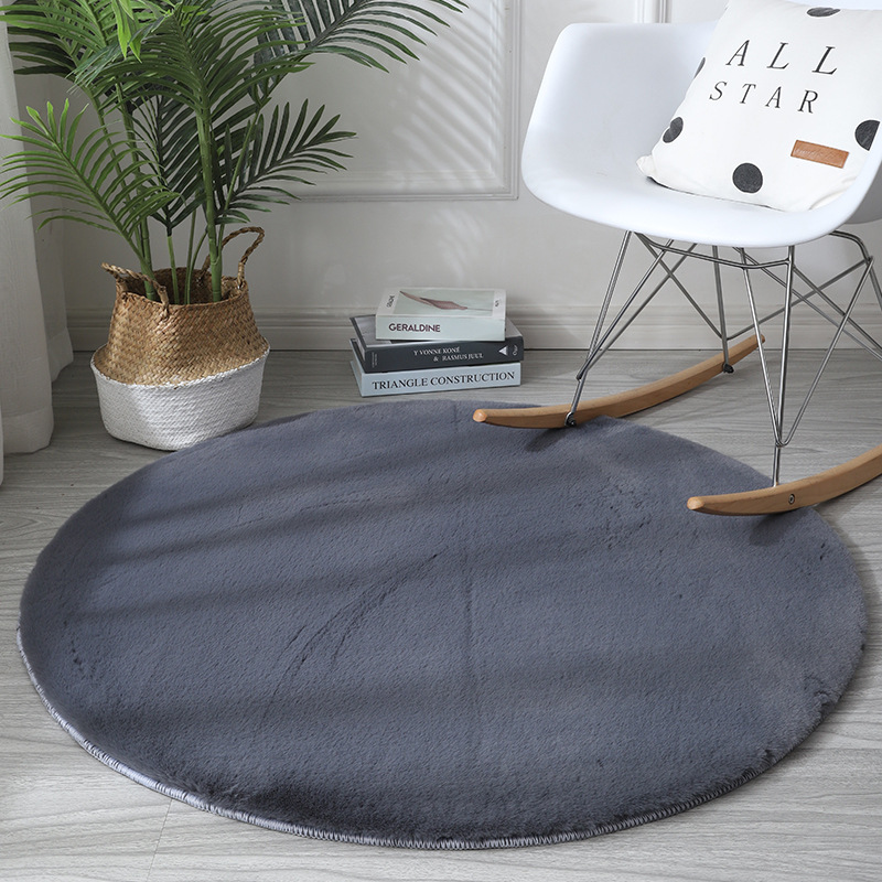 모조 토끼 모피-진한 회색-라운드