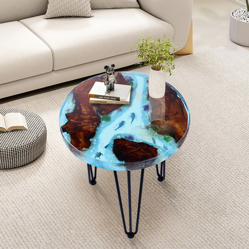 Source  Processing and Customization of Tree Stump Marine Solid Wood Epoxy Resin Quicksand Table Solid Wood Art Crafts
