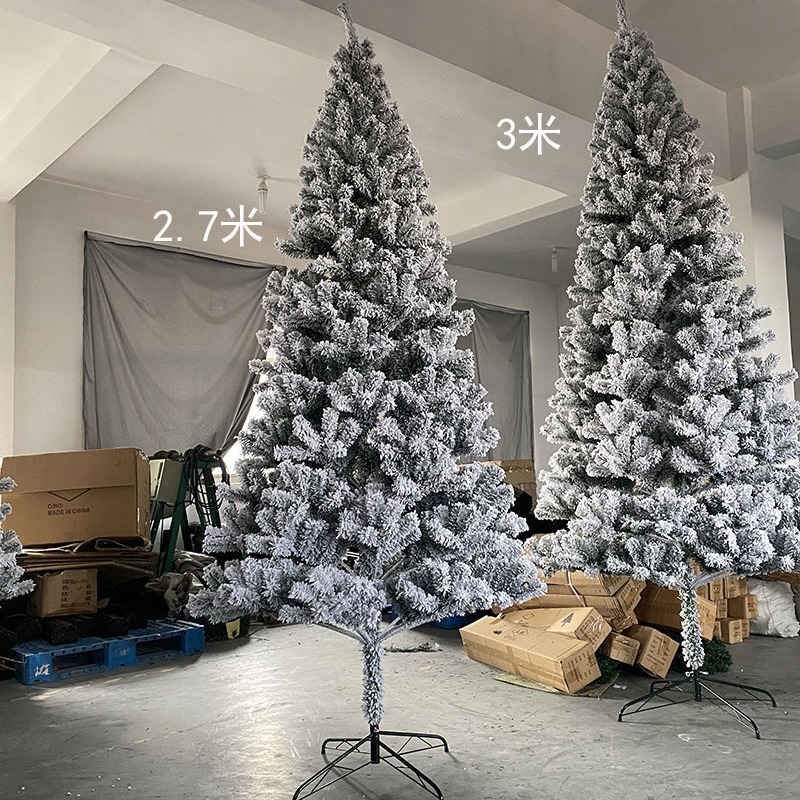 Navidad blanco nieve artificial de alto grado flocado nieve Pino árbol 1,5 m 2 m 3 M 4 m nieve Navidad flocado árbol