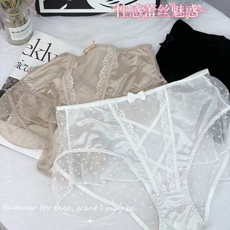 Summer New Plus Lace Underwear Chubby Sister 200 Jin High Waist Polka Dot Ladies Sexy Cotton Underwear