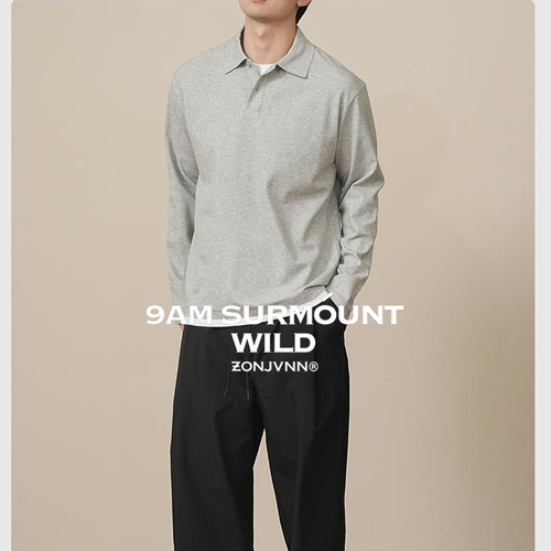 2025 Spring Percale Cotton Pajama-Style Polo Shirt Long Sleeve Casual High-Versatile Collared Wrinkle-Resistant Shirt