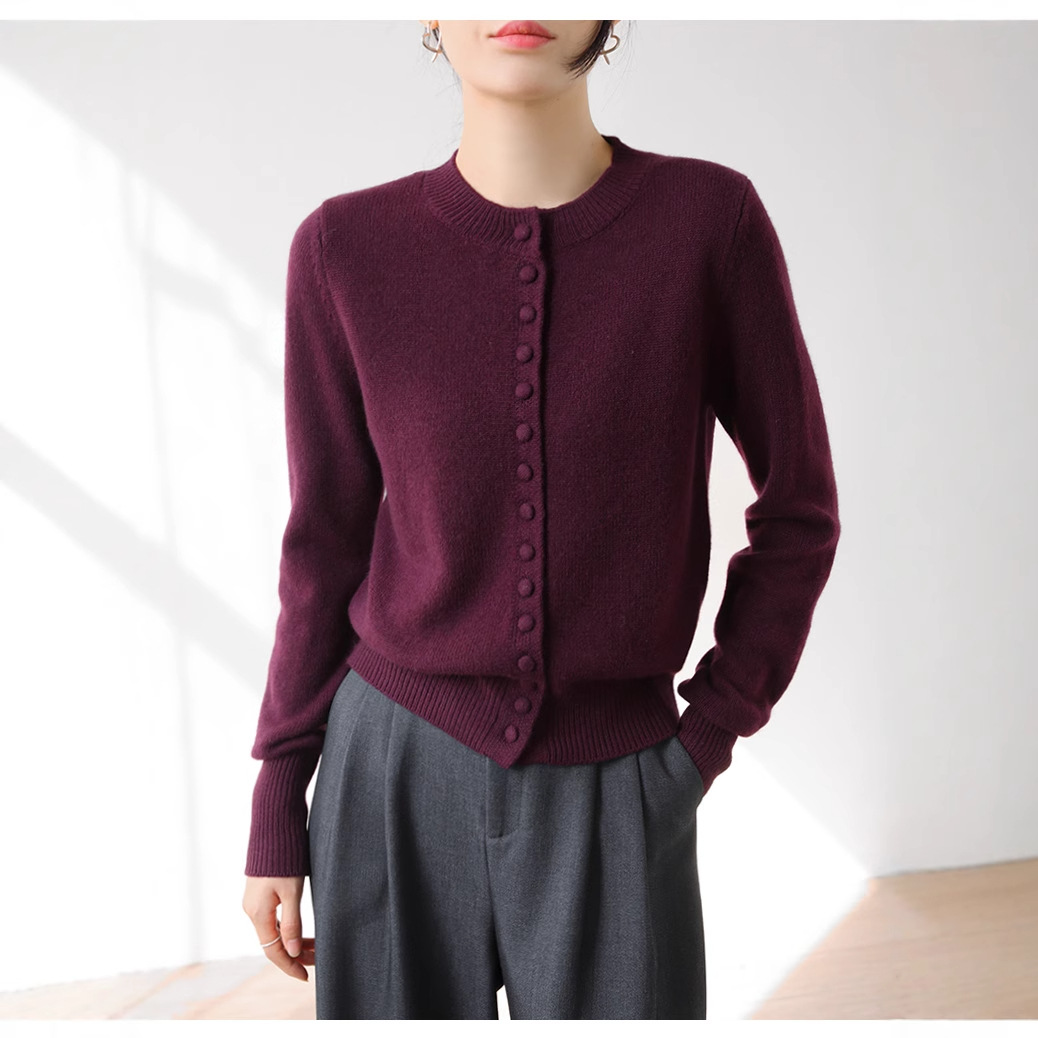 Demi-season design woolen cardigan