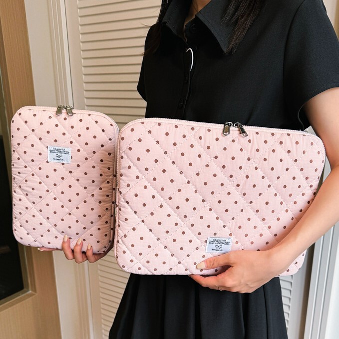 14inch Computer Bag Korean Polka Dot Japanese Style Girl's Inner Bag 11inch Large Capacity Tablet iPad Storage Bag Cross-Border