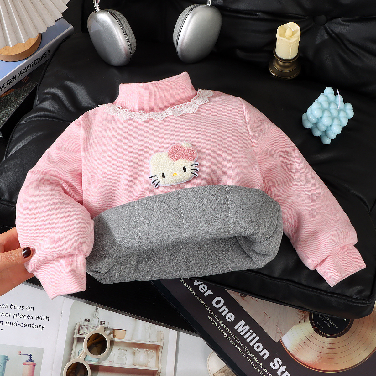 New three-layer thickened warm cotton-padded coat for children, simple high-neck cotton-padded base layer for girls, perfect for winter school uniforms.