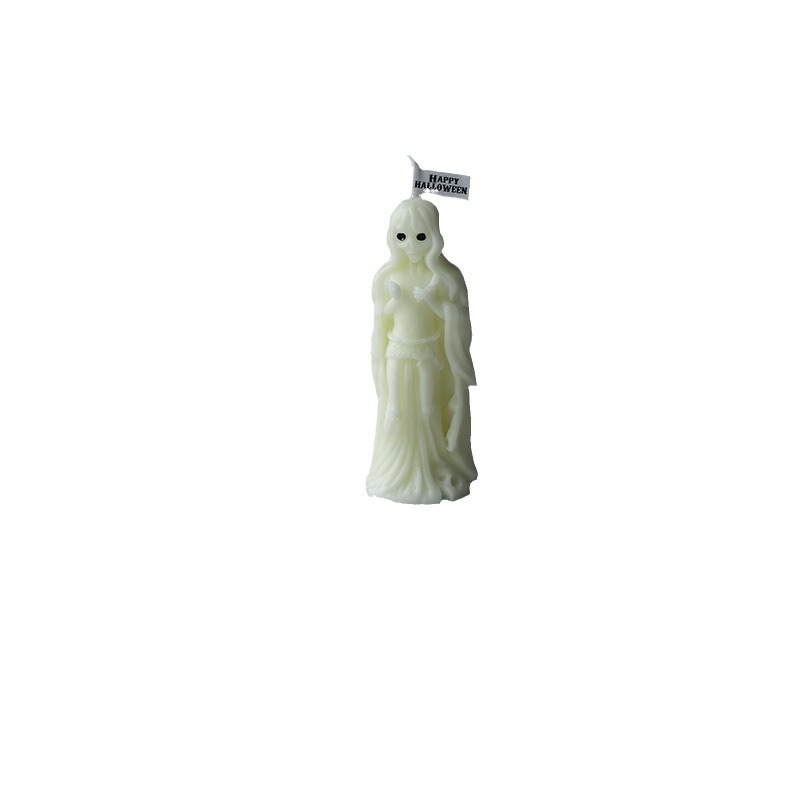 Vela de aromaterapia en forma de fantasma femenino de Halloween de venta caliente transfronteriza, recuerdos en blanco y negro, adornos decorativos explosivos al por mayor