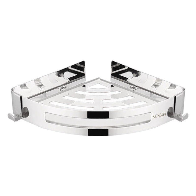 Треугольная корзина без перфорации Умывальник Угловая стойка для ванной Стеллаж для хранения в ванной 304 Умывальник из нержавеющей стали