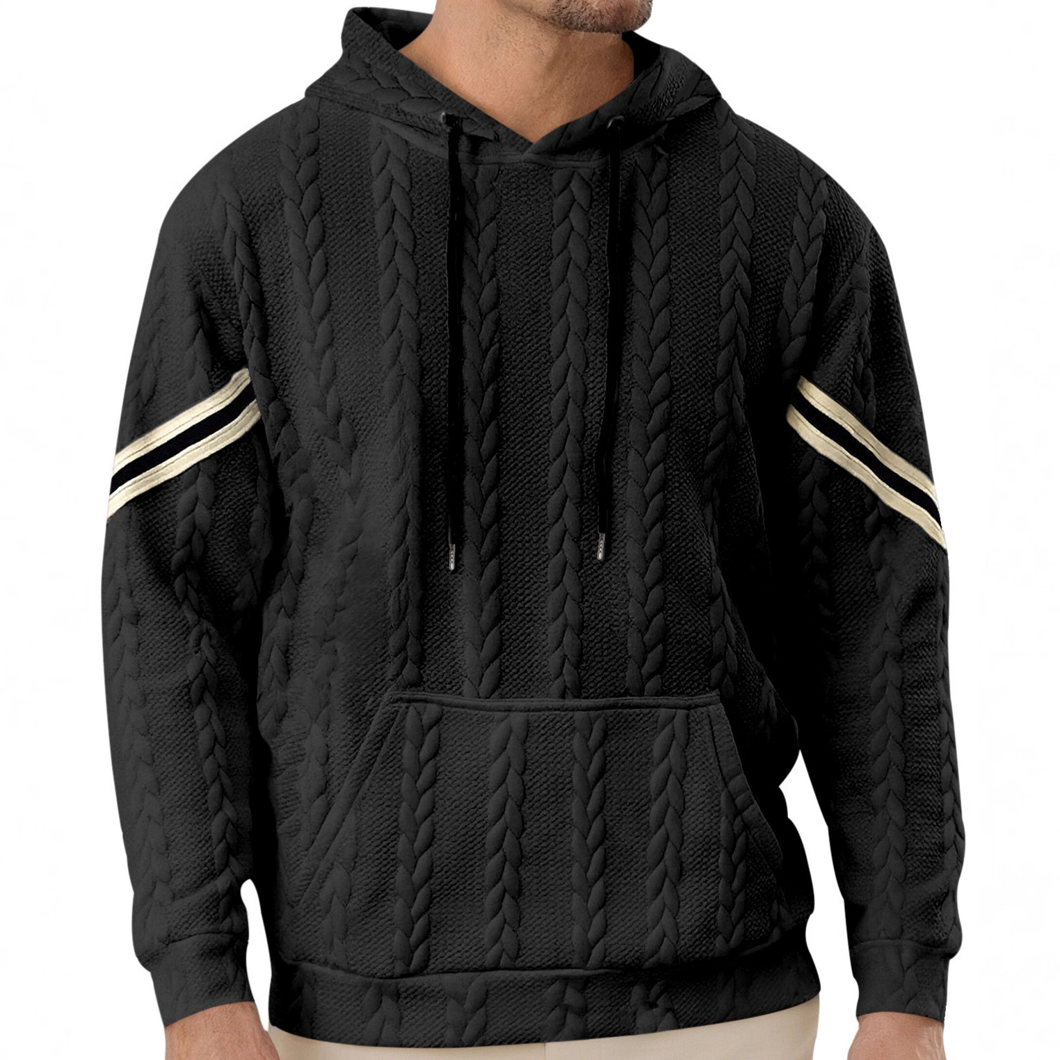 Europäisches und amerikanisches Herren-Sweatshirt mit Kapuze, leichtem Jacquard-Patchwork-Muster, trendig, lässig und sportlich_voghion.com