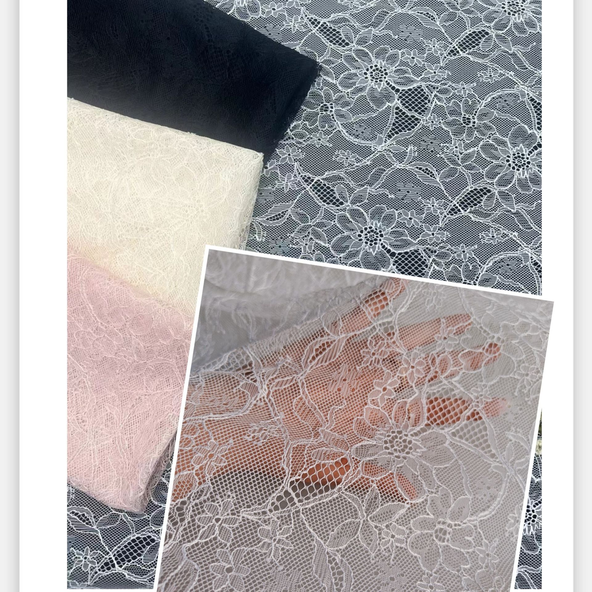 热卖款~小清新涤纶无弹薄透款细股线小花剪线蕾丝 裙装打底等面料