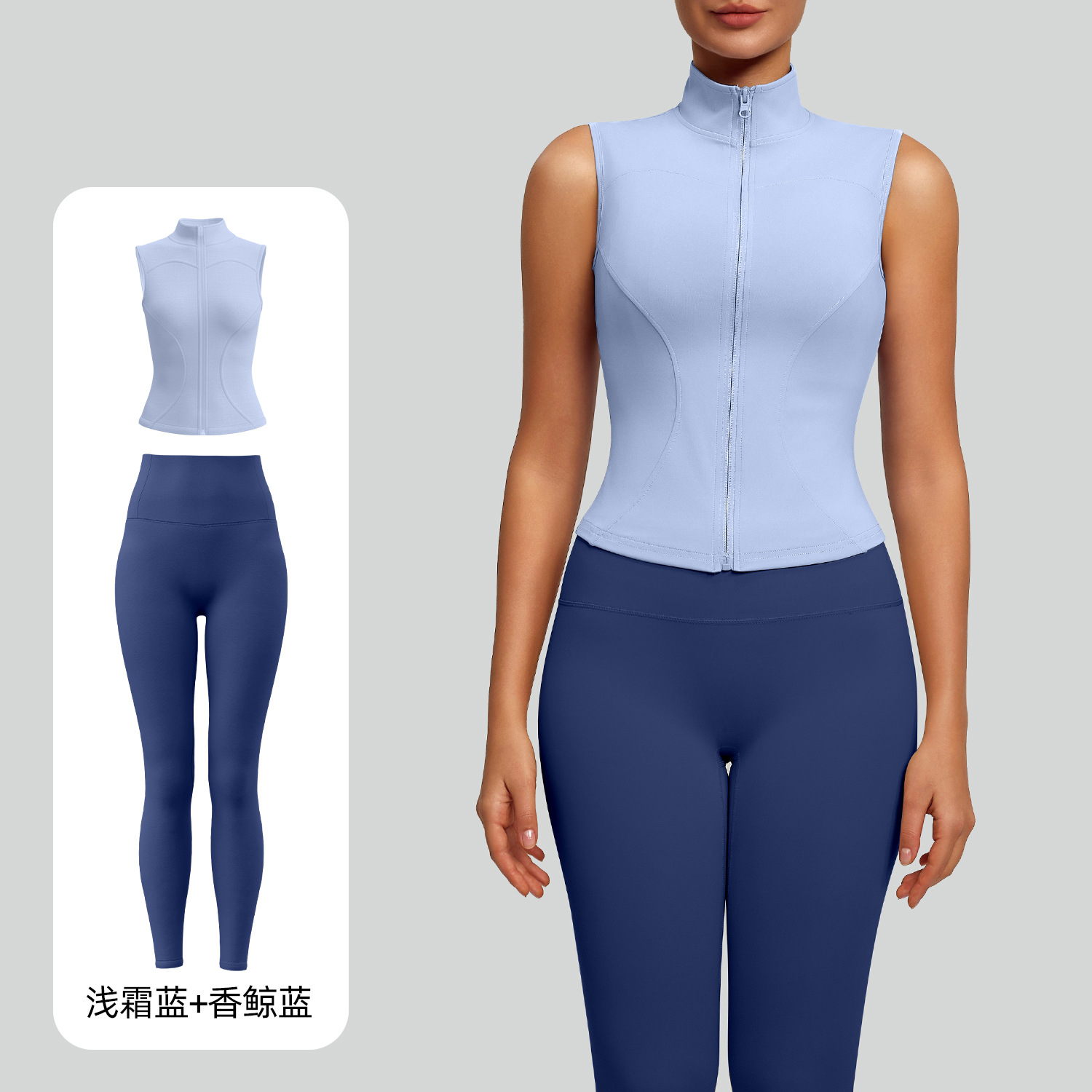 Juyitang nuevo traje ajustado sin mangas con cuello alto, delgado, transpirable y delgado, traje de yoga para correr y fitness image 13