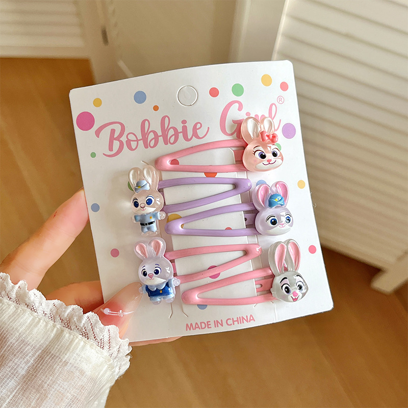 F8903-8# jelly pink purple rabbit officer bb clip five-piece set
