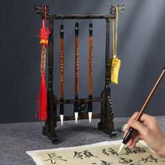 雞翅木龍頭文昌筆掛福袋擺件創意金榜題名李白杜甫毛筆筆架套裝