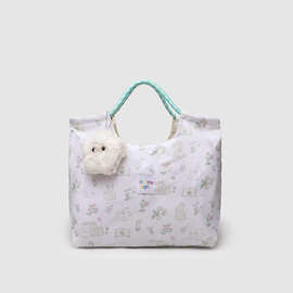 新款可爱碎花小白兔帆布包女单肩包大容量手提袋拎书布袋托特包包